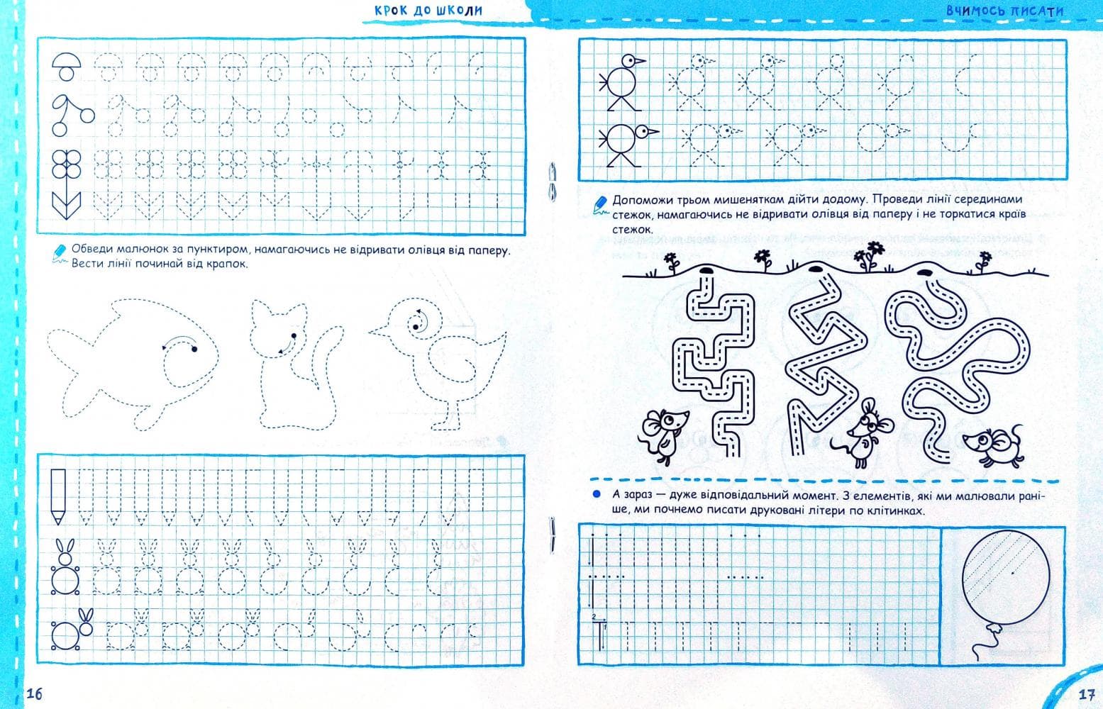 Крок до школи. Вчимося писати без проблем синя графічна сітка (мінімальний брак), фото - 3