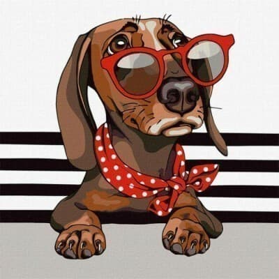 Набір для розпису по номерах. &amp;quot;Стильна такса&amp;quot; 40х40см, фото - 1