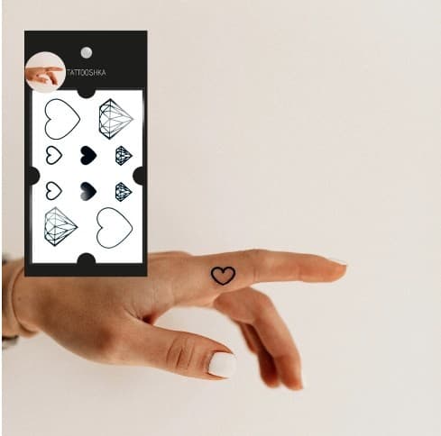 Тату сет &amp;quot;Сердечки з діамантами&amp;quot;, фото - 1