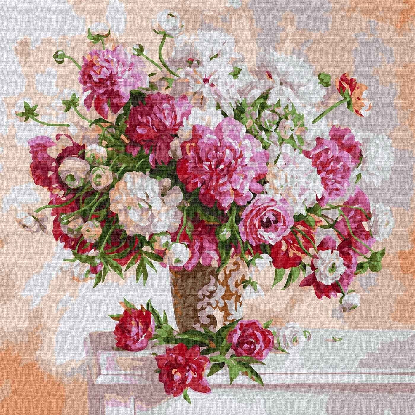 Набір для розпису по номерах. &amp;quot;Надихаючись півоніями (big)&amp;quot; 50*50см, фото - 1