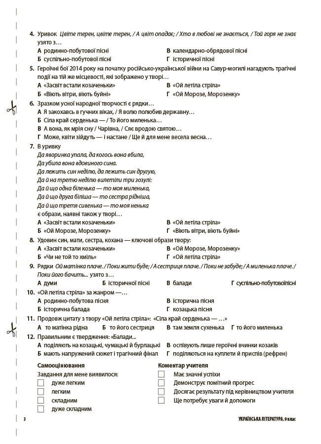Оцінювання. Українська література. Усі діагностувальні роботи. 9 клас, фото - 3