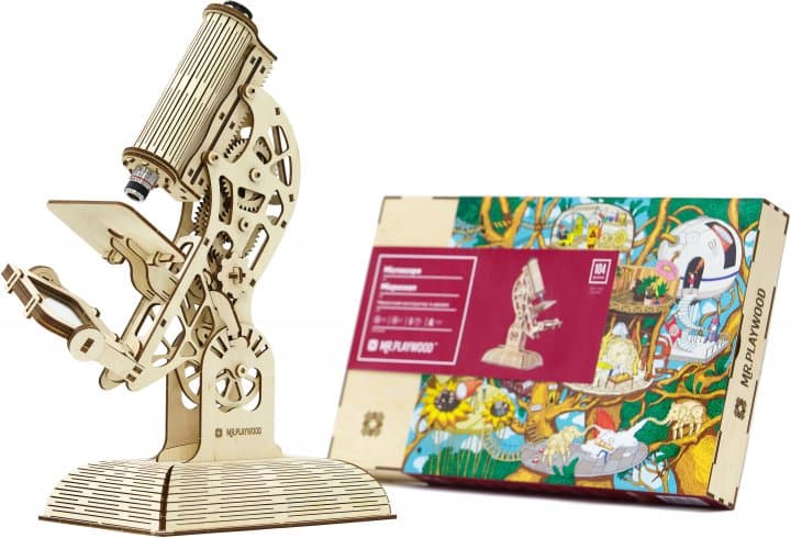 Механічна дерев&#39;яна 3D-модель &amp;quot;Мікроскоп&amp;quot;, фото - 3