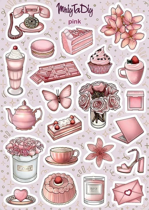 Стікер лист з наклейками &amp;quot;PINK&amp;quot;, фото - 1