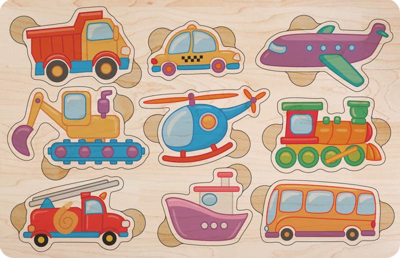 Дерев'яний пазл кольоровий Транспорт, фото - 1