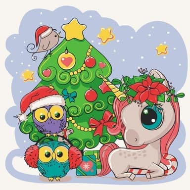 Набір для розпису &amp;quot;Єдиноріжка з друзями&amp;quot; 30*30 см