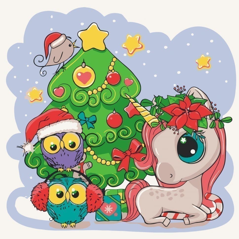 Набір для розпису &amp;quot;Єдиноріжка з друзями&amp;quot; 30*30 см, фото - 1