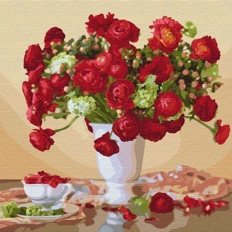 Картина за номерами - Багряний букет 40*40см, фото - 1