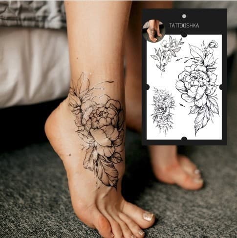 Тату &amp;quot;Піон на гілці&amp;quot;, фото - 1