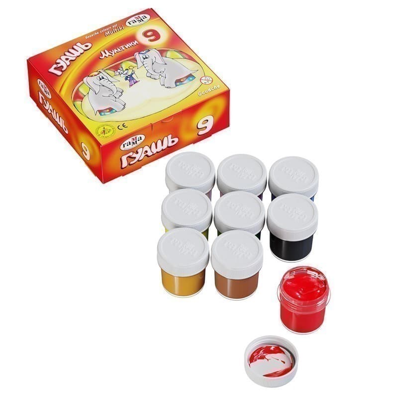 Гуашь Гамма &amp;quot;Мультики&amp;quot;, 09 цветов, 20мл, картон. упак., фото - 3