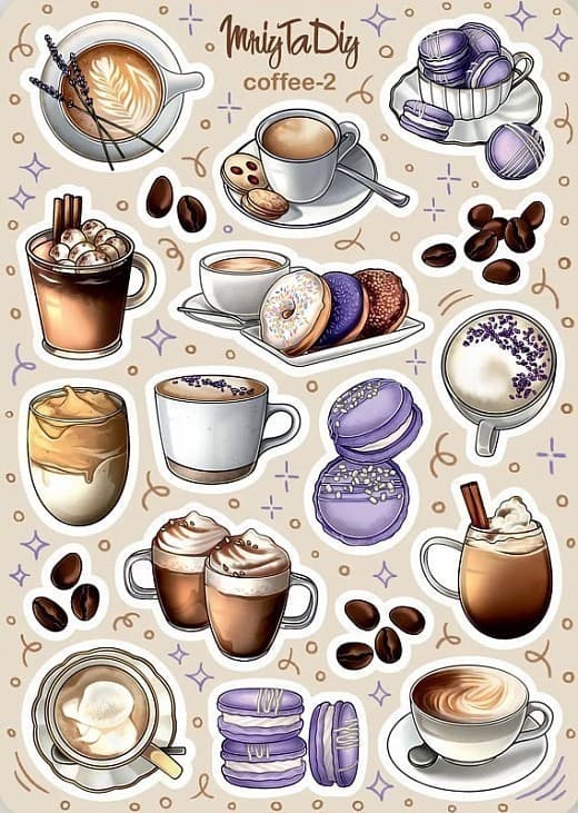 Стікер лист з наклейками &amp;quot;COFFEE-2&amp;quot;, фото - 1