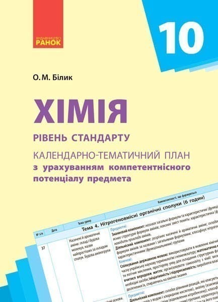 Хімія. 10 клас. Календарно-тематичний план з урахуванням компетентнісного потенціалу предмета, фото - 3