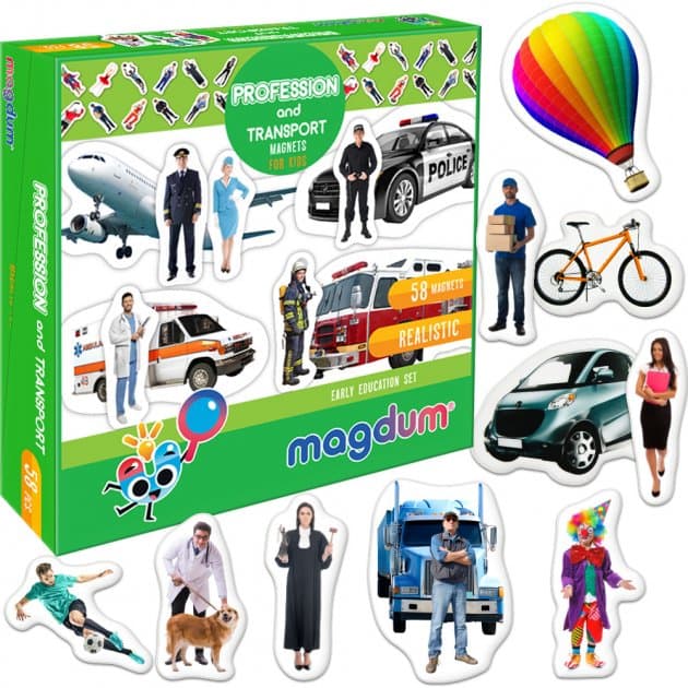 Набір магнітів &amp;quot;Професії та транспорт&amp;quot; ML4031-31 EN, фото - 1