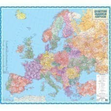 Європа. Карта поштових індексів м-б 1:4 000 000  картон на планках, фото - 1