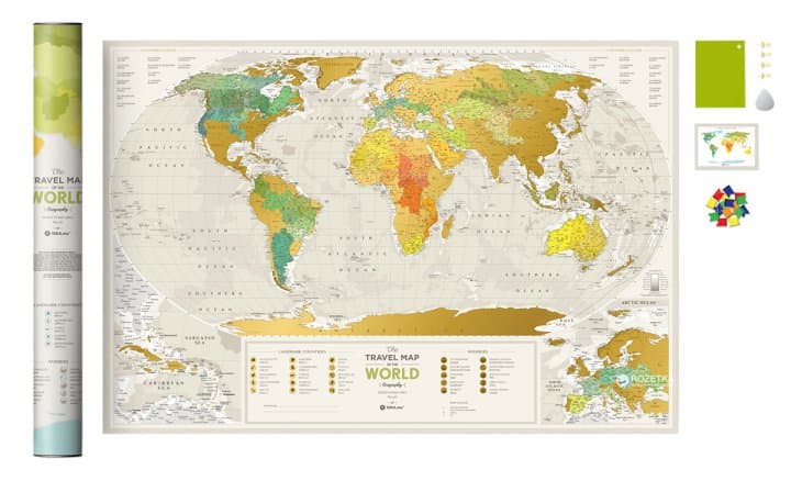 Скретч карта світу &amp;quot;Travel Map Geography World&amp;quot; (тубус) (англ), фото - 1