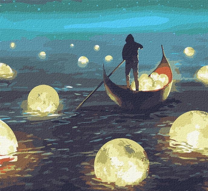 Набір для розпису по номерах. &amp;quot;Місячна гавань з фарбами металiк&amp;quot; 50х50см, фото - 1