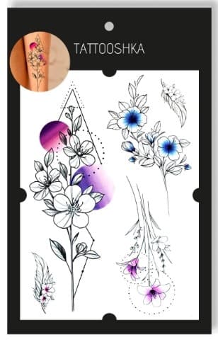 Тимчасові тату 17*28 см «Геометричні квіти», фото - 2