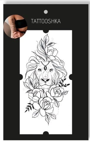 Тату &amp;quot;Лев із квітами&amp;quot;, фото - 2