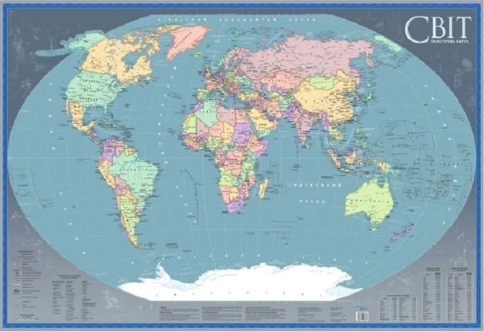 Політична карта. Світ. М-б 1:35 000 000 (сіра), фото - 1