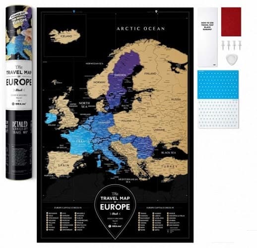 Скретч карта Європи &amp;quot;Travel Map Black Europe&amp;quot; англ. (тубус), фото - 1