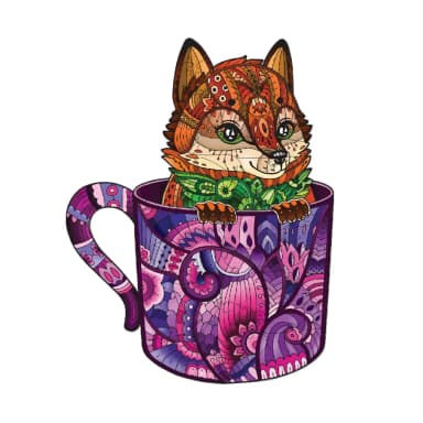 Пазл дерев&#39;яний &amp;quot;Лисеня в чашці&amp;quot;