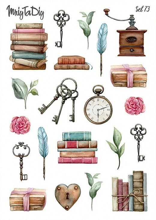 Стікер лист з наклейками Set 73  &amp;quot;Вінтажний стиль&amp;quot;, фото - 1