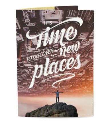Обкладинка на паспорт ЕкоШкіра Time to discover, фото - 1