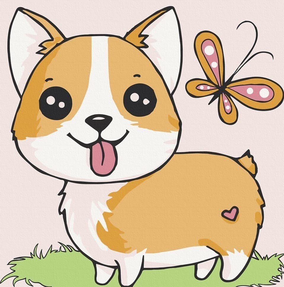 Набір для розпису &amp;quot;Цуценя коргі&amp;quot; 30*30 см, фото - 1