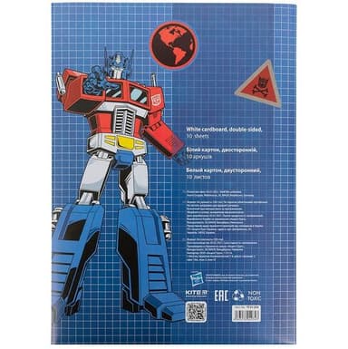 картон ТF21/17-254 білий двостор 10арк A4 ТРАНСФОРМЕР KITE