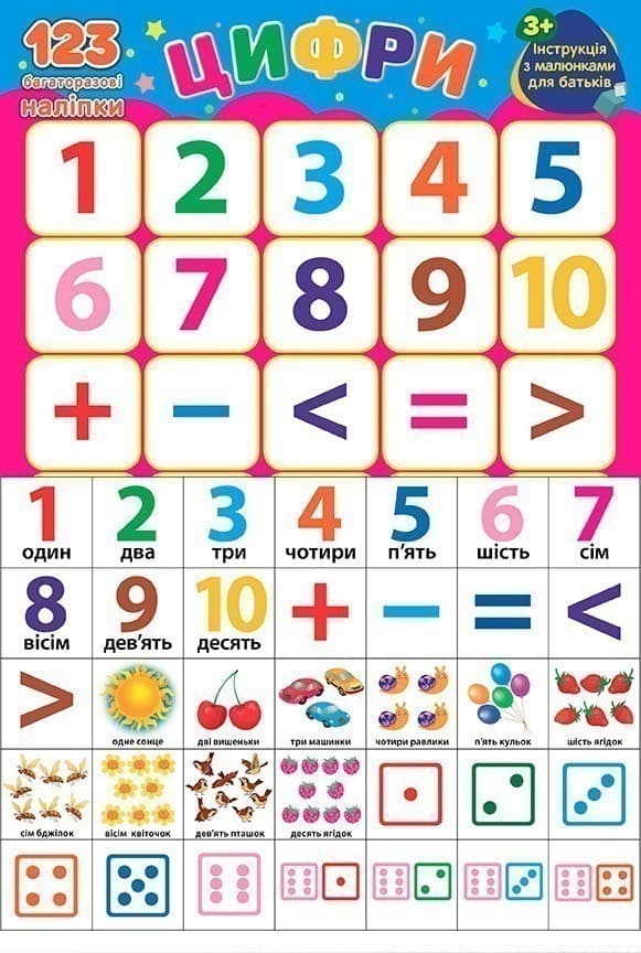 Навчальні наліпки. Цифри, фото - 1