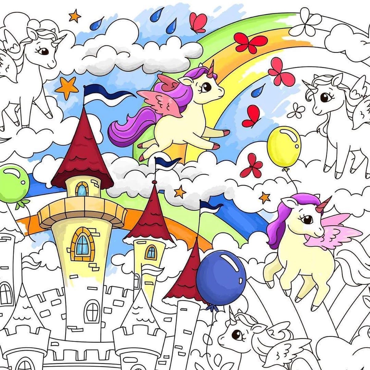 Розмальовка &amp;quot;Єдиноріжки&amp;quot;, 98х68см, фото - 3