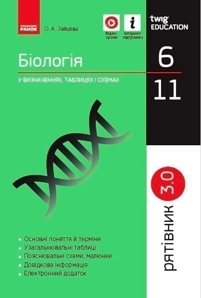Біологія 6 - 11 класи. У визначеннях, таблицях і схемах. Рятівник 3.0 (Укр) Зайцева О.А., фото - 1
