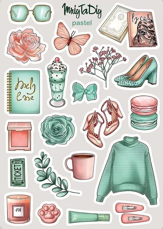 Стікер лист з наклейками &amp;quot;PASTEL&amp;quot;, фото - 1