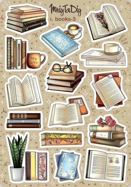Стікер лист з наклейками &amp;quot;Books-3&amp;quot;, фото - 1