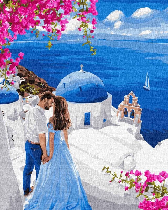 Набір для розпису по номерах &amp;quot;Подорож до Санторіні&amp;quot; 40*50см, фото - 1