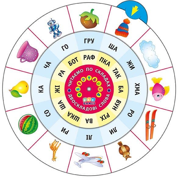 Обертайка. Читаємо по складах. Двоскладові слова, фото - 1