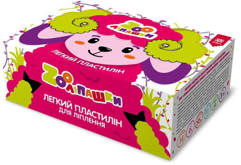 Пластилін легкий ZOOліпашки шоу-бокс Баранчик 6г/14кол/56ст, фото - 2