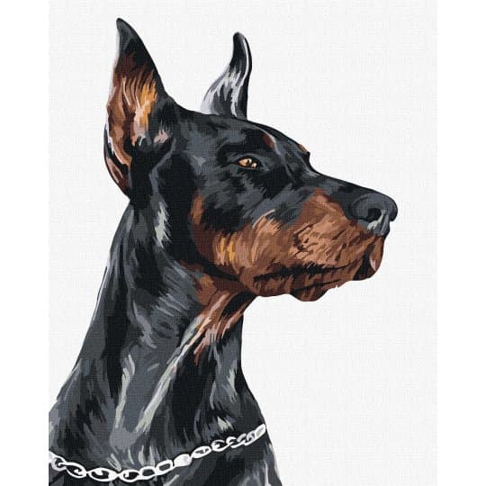 Набір для розпису по номерах. &amp;quot;Сміливий доберман&amp;quot; 40х50см, фото - 1