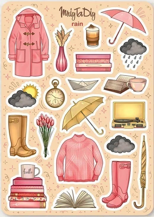 Стікер лист з наклейками &amp;quot;RAIN&amp;quot;, фото - 1