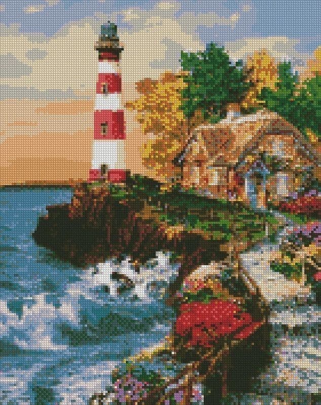 Набір з алмазною мозаїкою &amp;quot;Будинок у маяка&amp;quot; 40х50см, фото - 1