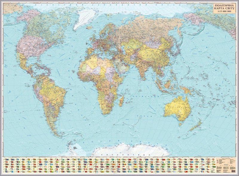Політична карта світу 1:15 000 000 2 аркуші картон (склеєна)., фото - 1