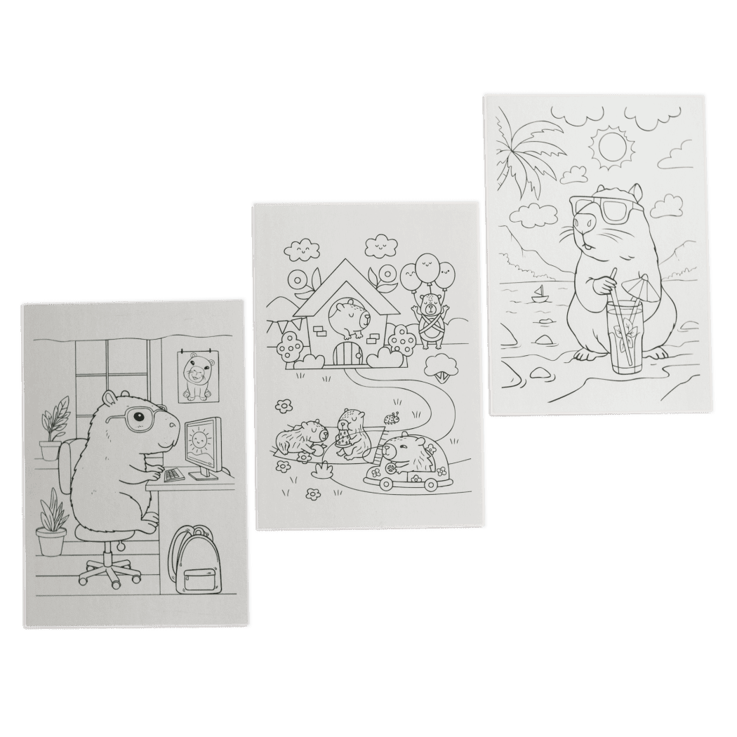 Кольорова гравюра та розмальовка. Капібари, фото - 3