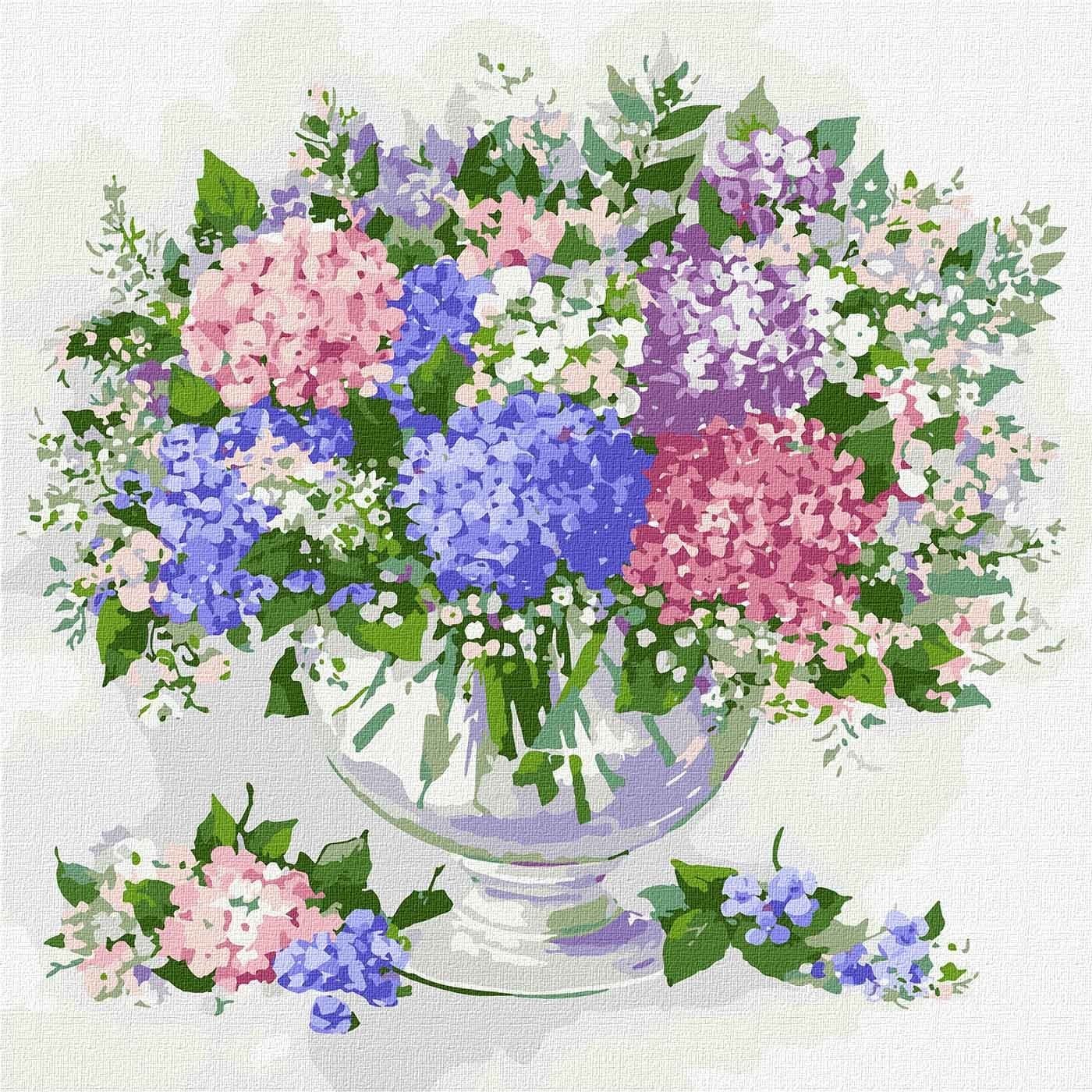 Набір для розпису по номерах. &amp;quot;Квітуча гортензія&amp;quot; 50*50см, фото - 1