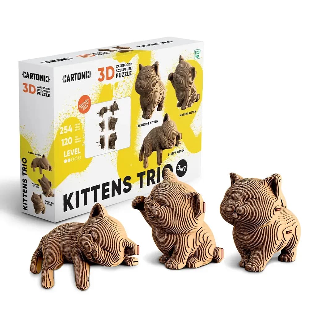 Картонний конструктор "Cartonic 3D Puzzle KITTENS TRIO", фото - 1