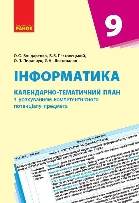 Інформатика. 9 клас: Календарно-тематичний план з урахуванням компетентнісного потенціалу предмета, фото - 1
