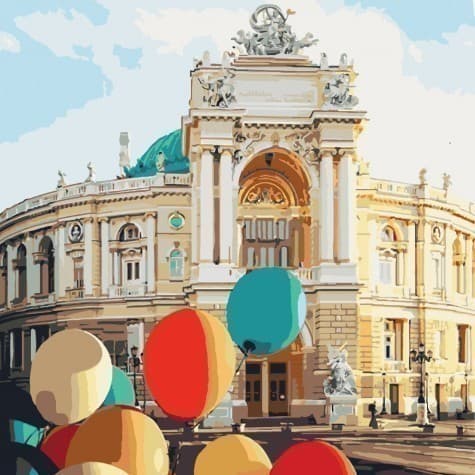 Набір для розпису по номерах. Міський пейзаж &amp;quot;Перлина біля моря&amp;quot; 40*40см, фото - 1