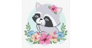 Набір для розпису по номерах. &amp;quot;Квітковий єнот&amp;quot; 30х30см