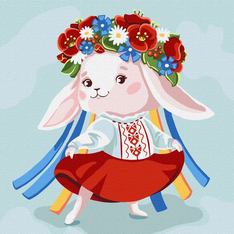 Набір для розпису по номерах. &amp;quot;Зайка - україночка&amp;quot; 30х30см, фото - 1