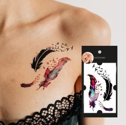 Тимчасові тату 9*18 см «2 пера», фото - 1