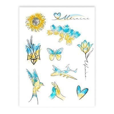 Тимчасові тату  набір 10 тату &amp;quot;Українська акварель&amp;quot;, фото - 1