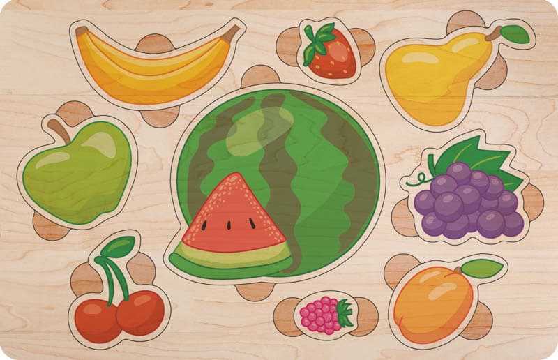 Дерев&#39;яний пазл кольоровий Фрукти ягоди, фото - 1